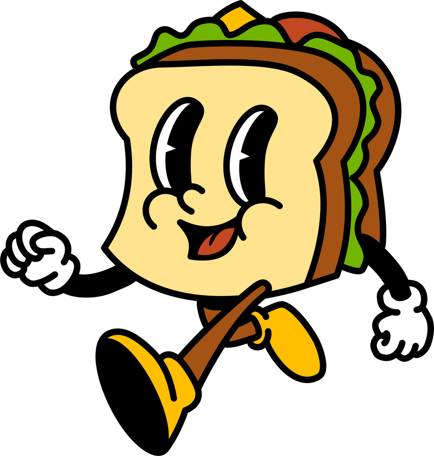 Retro Sandwich Character Mascot